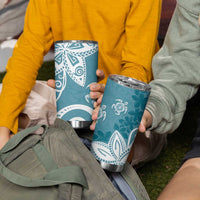 Polynesia Tumbler Cup Hippie Blue Tribal Turtle Floral Pattern