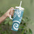 Polynesia Tumbler With Handle Hippie Blue Tribal Turtle Floral Pattern
