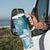 Polynesia Tumbler With Handle Hippie Blue Tribal Turtle Floral Pattern