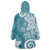 Polynesia Wearable Blanket Hoodie Hippie Blue Tribal Turtle Floral Pattern