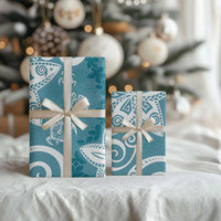 Polynesia Wrapping Paper Hippie Blue Tribal Turtle Floral Pattern - Polynesian Pride