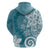 Polynesia Zip Hoodie Hippie Blue Tribal Turtle Floral Pattern