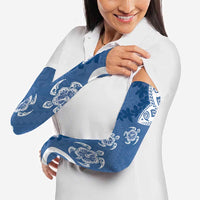 Polynesia Arm Sleeves Blue Tribal Turtle Floral Pattern - Polynesian Pride