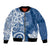 Polynesia Bomber Jacket Blue Tribal Turtle Floral Pattern