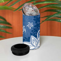 Polynesia 4 in 1 Can Cooler Tumbler Blue Tribal Turtle Floral Pattern
