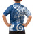 Polynesia Family Matching Off The Shoulder Long Sleeve Dress and Hawaiian Shirt Blue Tribal Turtle Floral Pattern