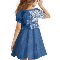 Polynesia Family Matching Puletasi and Hawaiian Shirt Blue Tribal Turtle Floral Pattern LT05 - Polynesian Pride