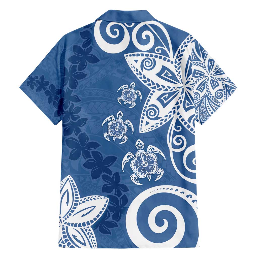 Polynesia Family Matching Puletasi and Hawaiian Shirt Blue Tribal Turtle Floral Pattern LT05 - Polynesian Pride