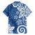 Polynesia Hawaiian Shirt Blue Tribal Turtle Floral Pattern