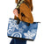 Polynesia Leather Tote Bag Blue Tribal Turtle Floral Pattern