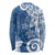 Polynesia Long Sleeve Shirt Blue Tribal Turtle Floral Pattern