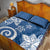 Polynesia Quilt Bed Set Blue Tribal Turtle Floral Pattern