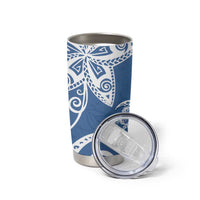 Polynesia Tumbler Cup Blue Tribal Turtle Floral Pattern