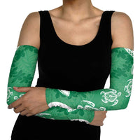 Polynesia Arm Sleeves Green Tribal Turtle Floral Pattern - Polynesian Pride