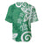 Polynesia Baseball Jersey Green Tribal Turtle Floral Pattern