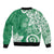 Polynesia Bomber Jacket Green Tribal Turtle Floral Pattern