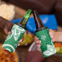 Polynesia 4 in 1 Can Cooler Tumbler Green Tribal Turtle Floral Pattern