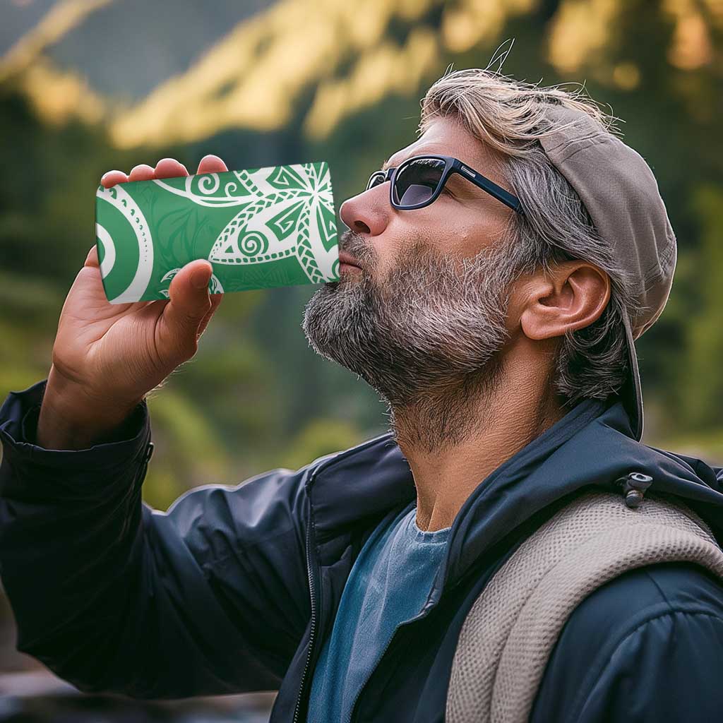 Polynesia 4 in 1 Can Cooler Tumbler Green Tribal Turtle Floral Pattern