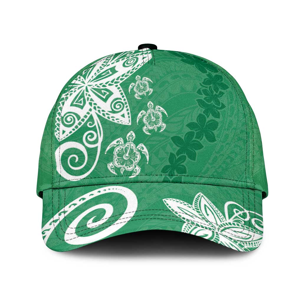 Polynesia Classic Cap Green Tribal Turtle Floral Pattern - Polynesian Pride