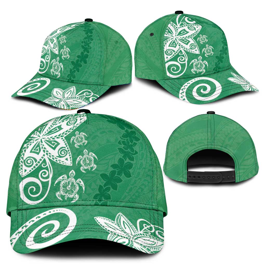 Polynesia Classic Cap Green Tribal Turtle Floral Pattern - Polynesian Pride
