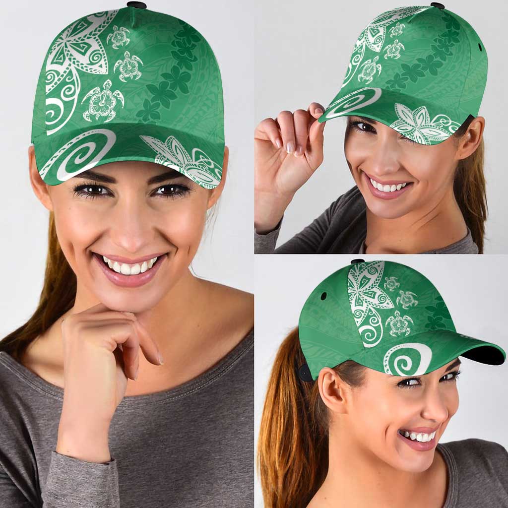 Polynesia Classic Cap Green Tribal Turtle Floral Pattern - Polynesian Pride