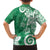 Polynesia Family Matching Off The Shoulder Long Sleeve Dress and Hawaiian Shirt Green Tribal Turtle Floral Pattern