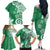 Polynesia Family Matching Off The Shoulder Long Sleeve Dress and Hawaiian Shirt Green Tribal Turtle Floral Pattern