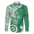 Polynesia Family Matching Off The Shoulder Long Sleeve Dress and Hawaiian Shirt Green Tribal Turtle Floral Pattern