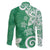 Polynesia Family Matching Off The Shoulder Long Sleeve Dress and Hawaiian Shirt Green Tribal Turtle Floral Pattern