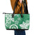 Polynesia Leather Tote Bag Green Tribal Turtle Floral Pattern