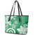 Polynesia Leather Tote Bag Green Tribal Turtle Floral Pattern