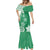 Polynesia Mermaid Dress Green Tribal Turtle Floral Pattern