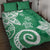 Polynesia Quilt Bed Set Green Tribal Turtle Floral Pattern