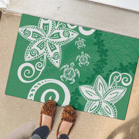 Polynesia Rubber Doormat Green Tribal Turtle Floral Pattern