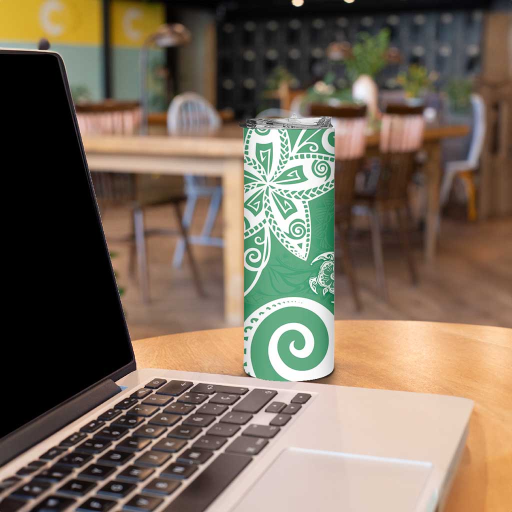 Polynesia Skinny Tumbler Green Tribal Turtle Floral Pattern