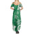 Polynesia Summer Maxi Dress Green Tribal Turtle Floral Pattern