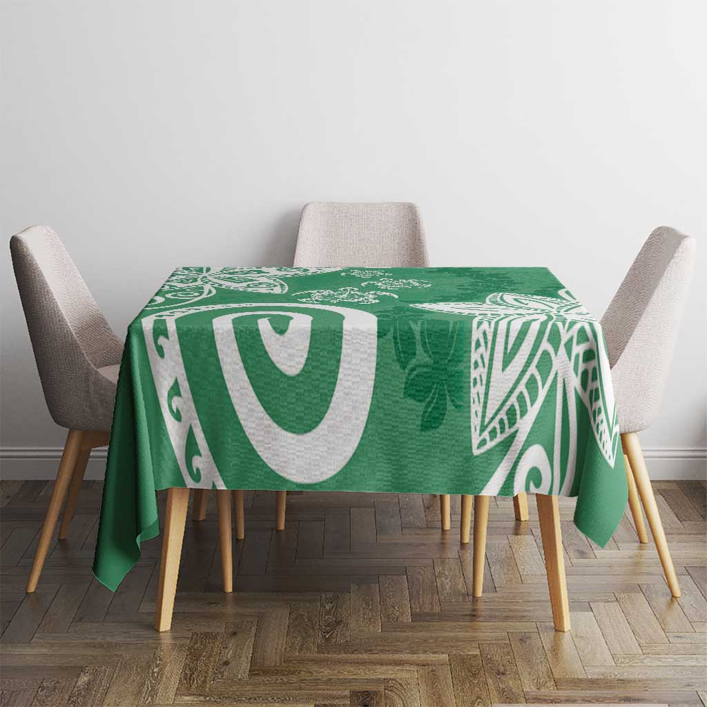 Polynesia Tablecloth Green Tribal Turtle Floral Pattern