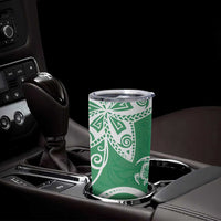 Polynesia Tumbler Cup Green Tribal Turtle Floral Pattern