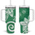 Polynesia Tumbler With Handle Green Tribal Turtle Floral Pattern