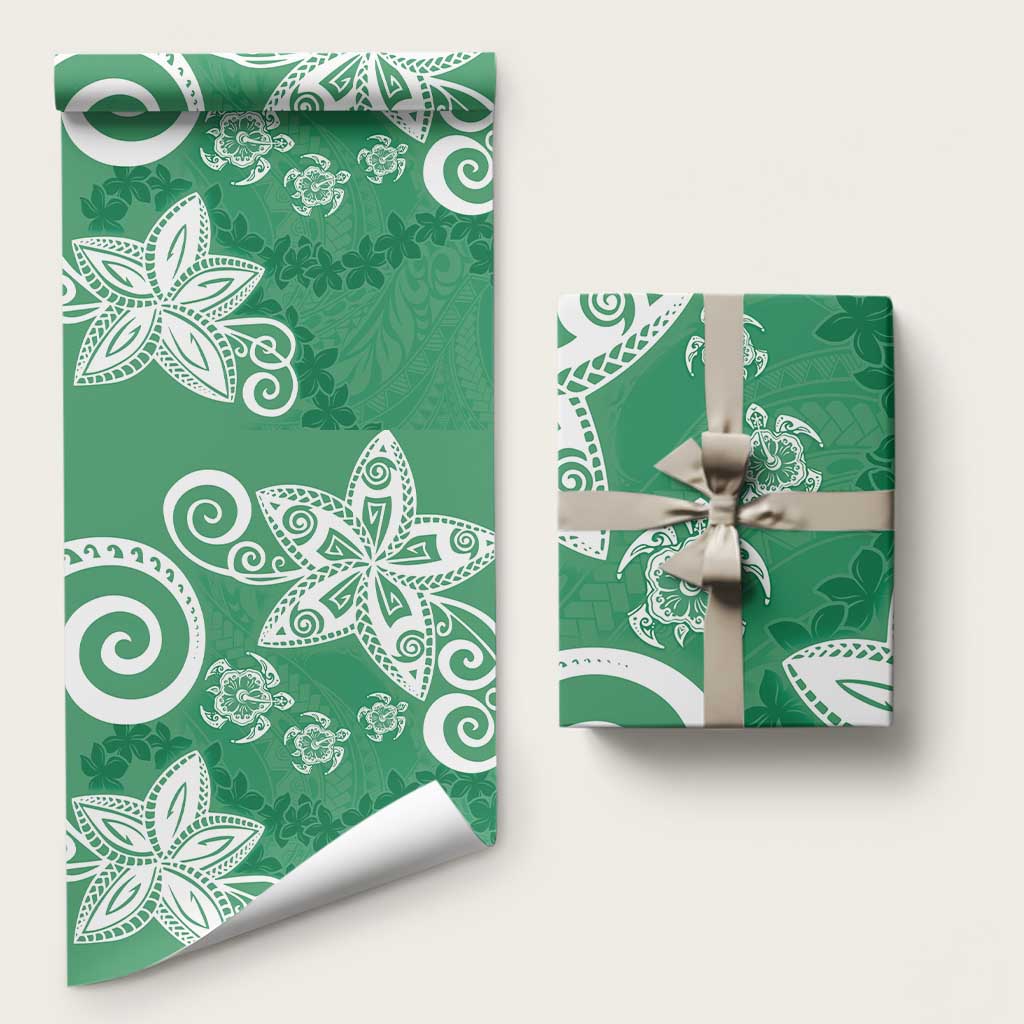 Polynesia Wrapping Paper Green Tribal Turtle Floral Pattern - Polynesian Pride