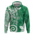 Polynesia Zip Hoodie Green Tribal Turtle Floral Pattern