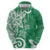Polynesia Zip Hoodie Green Tribal Turtle Floral Pattern
