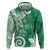 Polynesia Zip Hoodie Green Tribal Turtle Floral Pattern