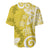 Polynesia Baseball Jersey Yellow Tribal Turtle Floral Pattern