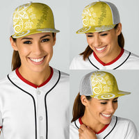 Polynesia Baseball Net Cap Yellow Tribal Turtle Floral Pattern - Polynesian Pride