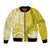 Polynesia Bomber Jacket Yellow Tribal Turtle Floral Pattern