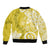 Polynesia Bomber Jacket Yellow Tribal Turtle Floral Pattern