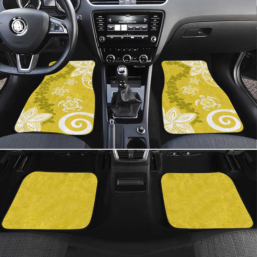 Polynesia Car Mats Yellow Tribal Turtle Floral Pattern