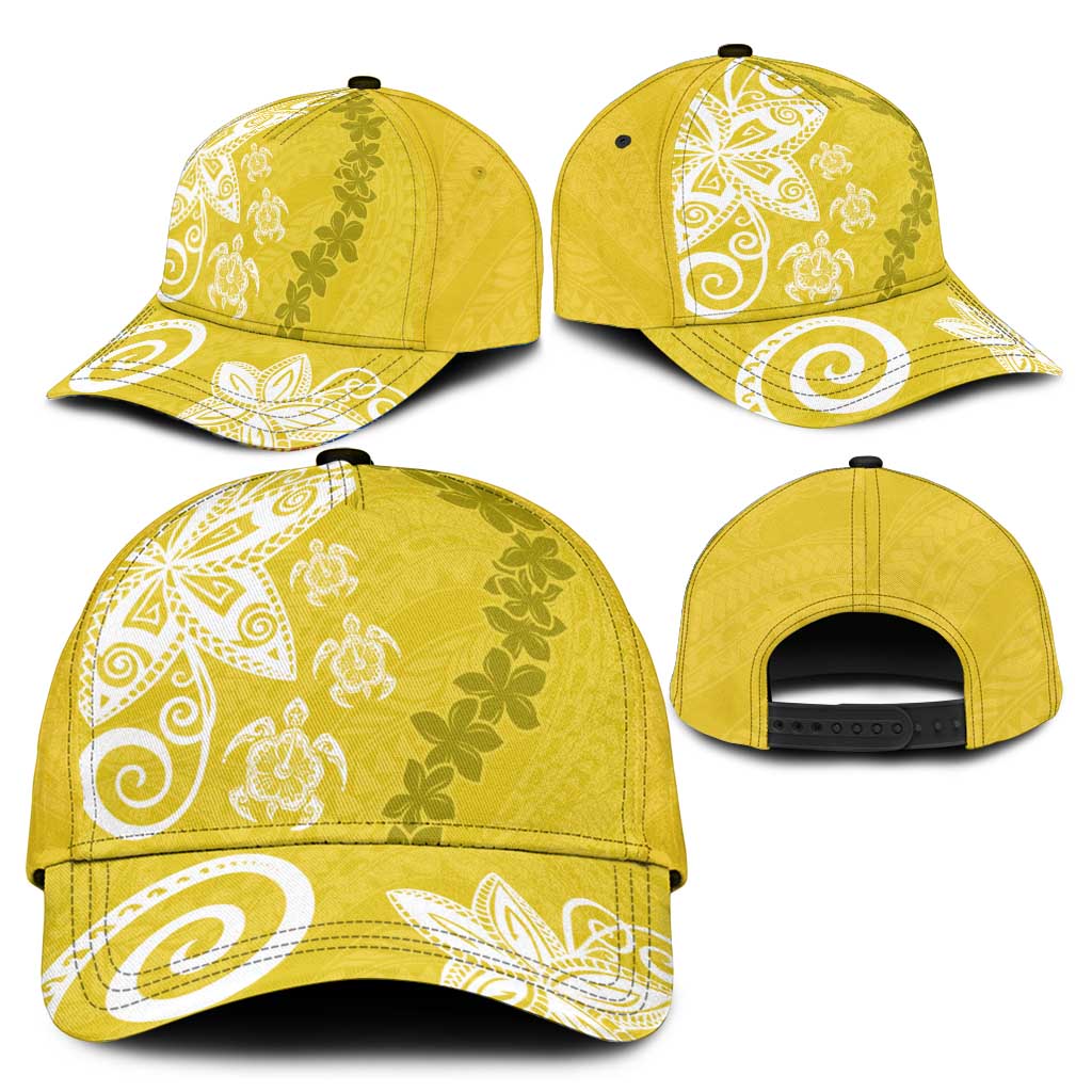 Polynesia Classic Cap Yellow Tribal Turtle Floral Pattern - Polynesian Pride