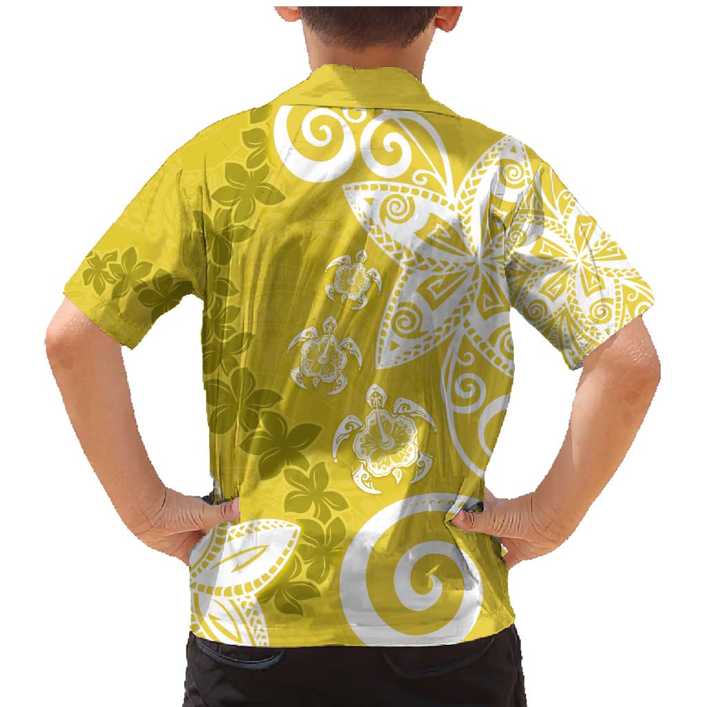 Polynesia Family Matching Mermaid Dress and Hawaiian Shirt Yellow Tribal Turtle Floral Pattern